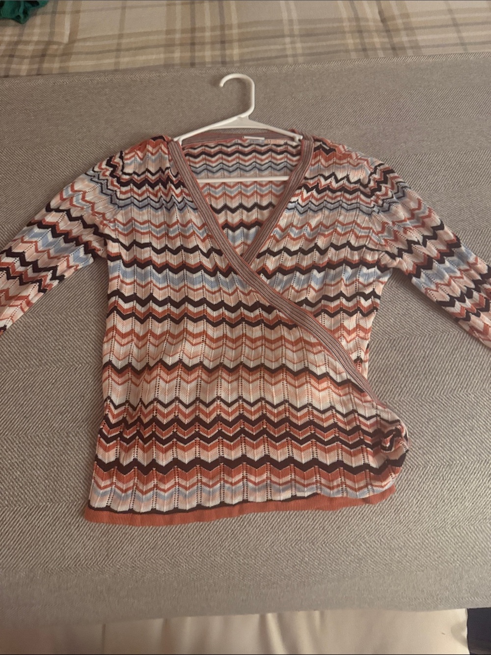 Lascana Chevron Wrap-Style Women's Sweater in Rust Multi never worn